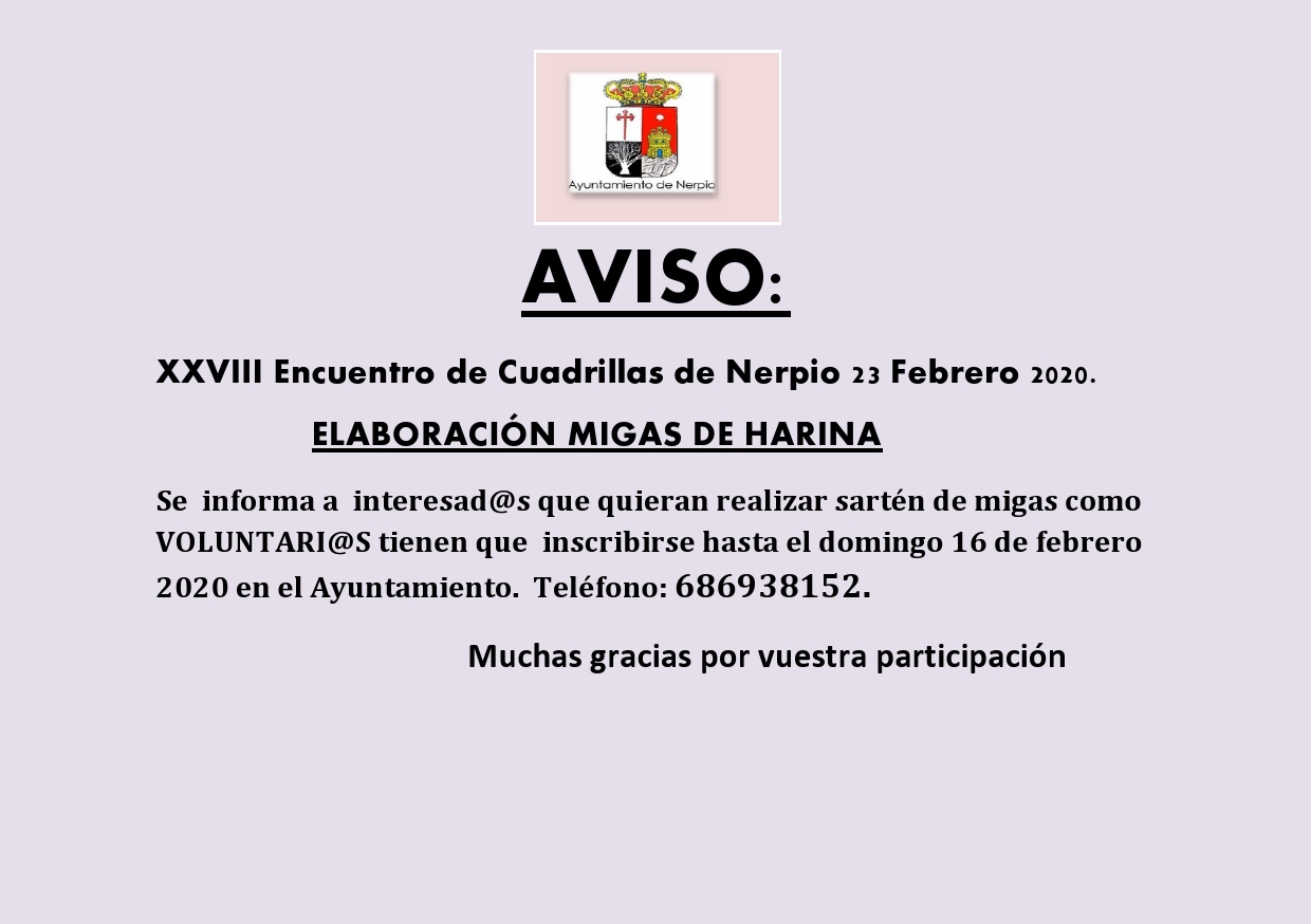 Aviso XXVIII Elaboración migas