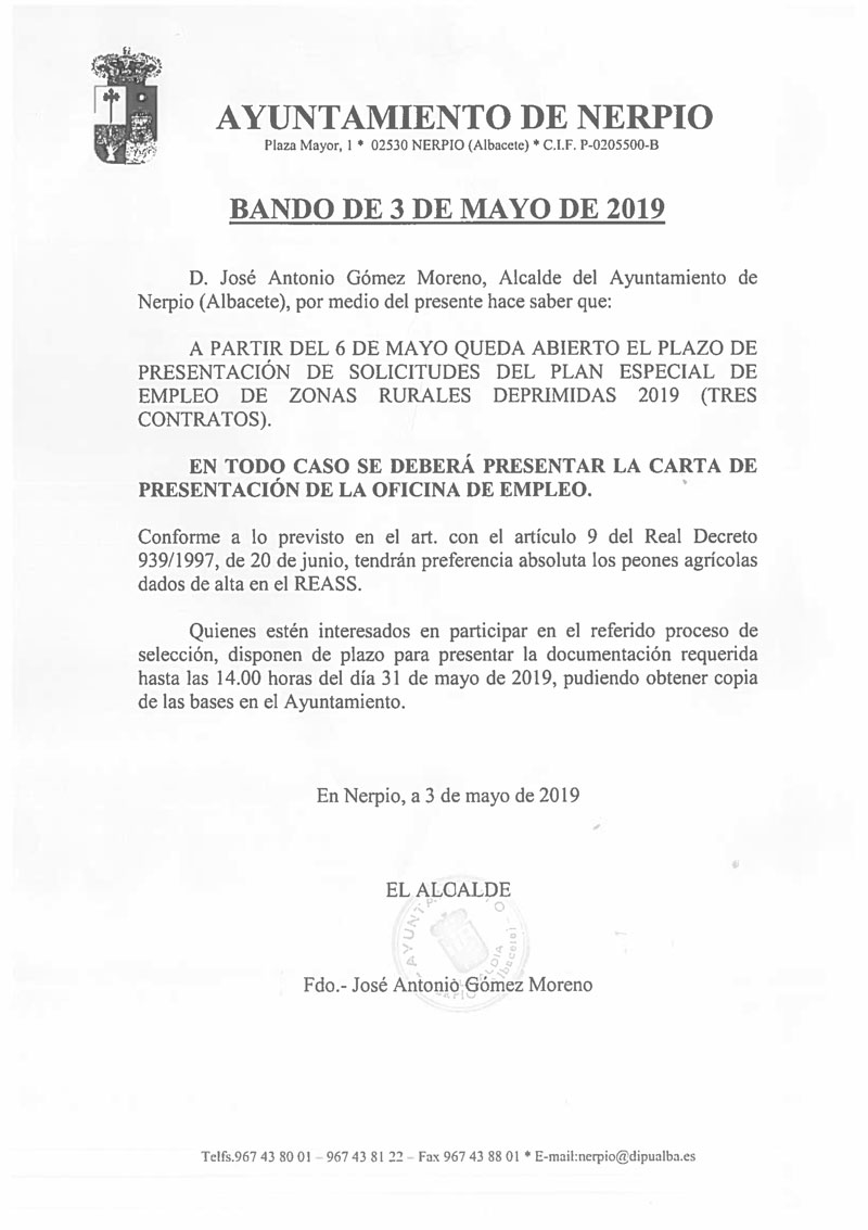 plan especial empleo 3 mayo 2019