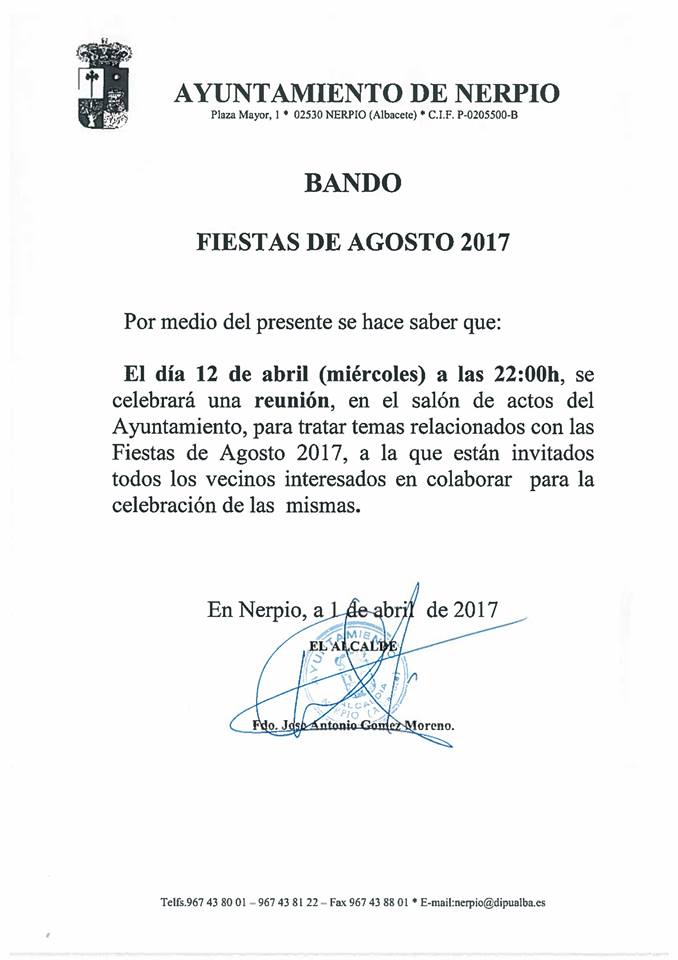 reunión fiestas 2017
